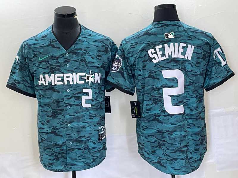 Mens Texas Rangers #2 Marcus Semien Teal 2023 All Star Stitched Baseball Jersey